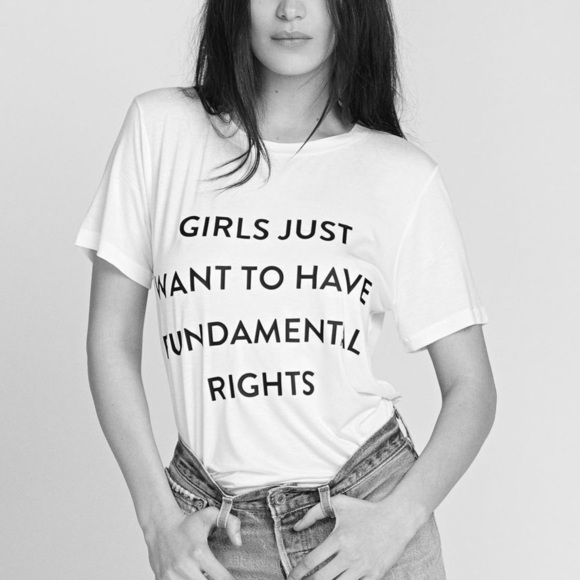 Prabal Gurung Tops - PABRAL GURUNG Girls Just Want To Have Fundamental Rights Cropped T-Shirt